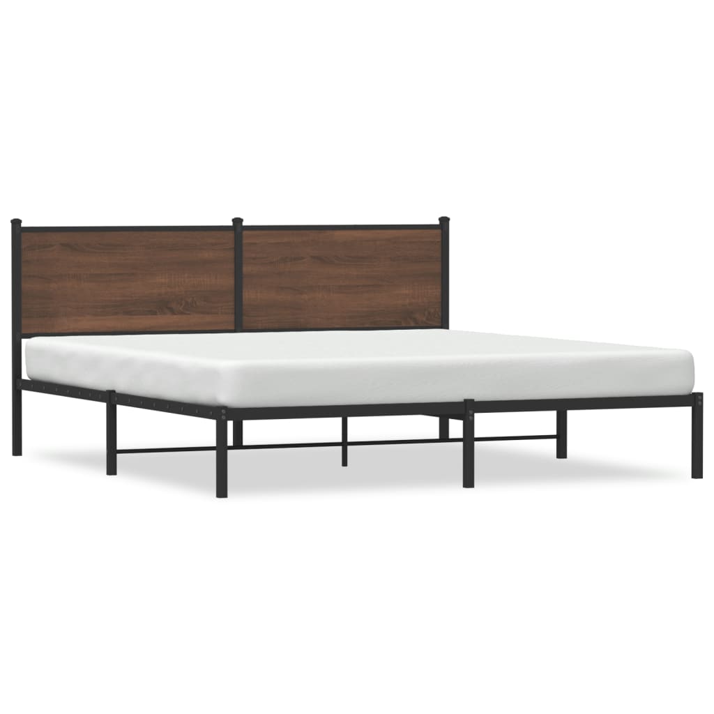 Sengeramme i metall uten madrass brun eik 160x200 cm