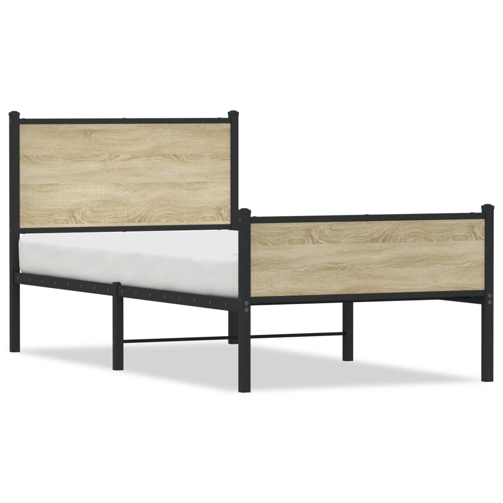 Sengeramme i metall uten madrass sonoma eik 100x190 cm