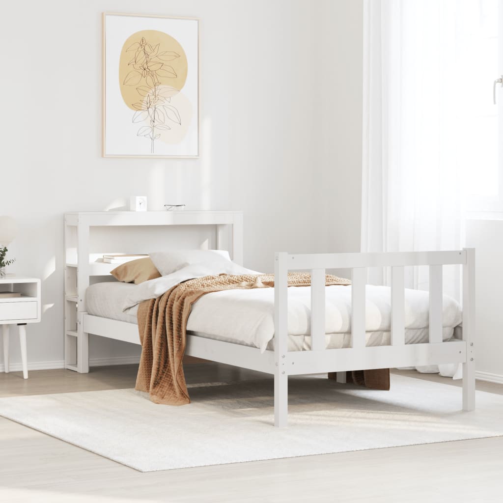 Sengeramme uten madrass hvit 90x190 cm heltre furu