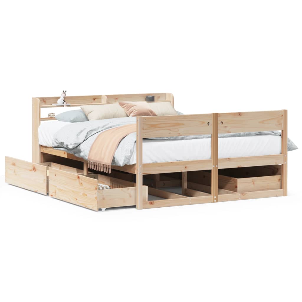Sengeramme uten madrass hvit 135x190 cm heltre furu