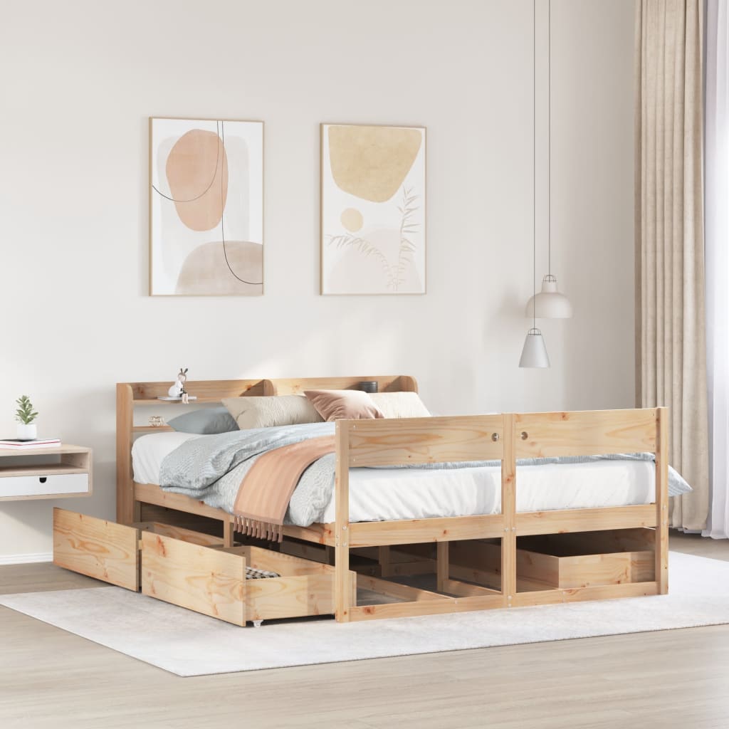 Sengeramme uten madrass hvit 135x190 cm heltre furu