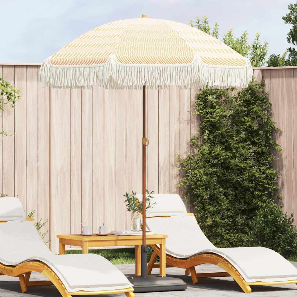 Parasoll Gul og hvit Ø 160 x 195 cm Stål