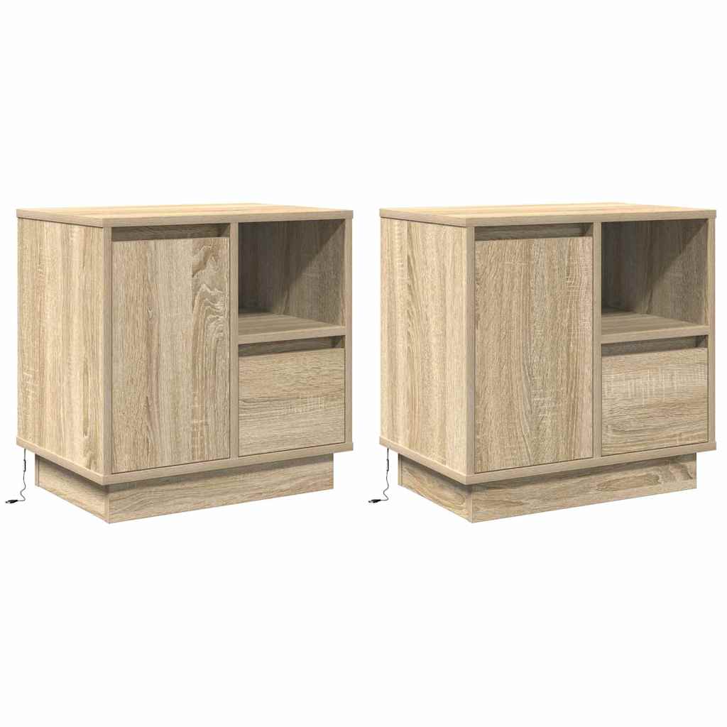Nattbordskap 2 pcs Sonoma eik 50 x 34.5 x 50 cm. Konstruert tre