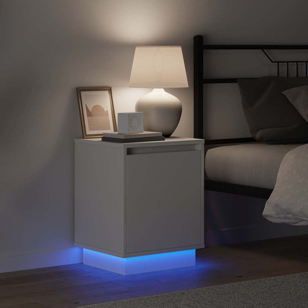 Nattbordskap med Hvit 39 x 34.5 x 50 cm Konstruert tre