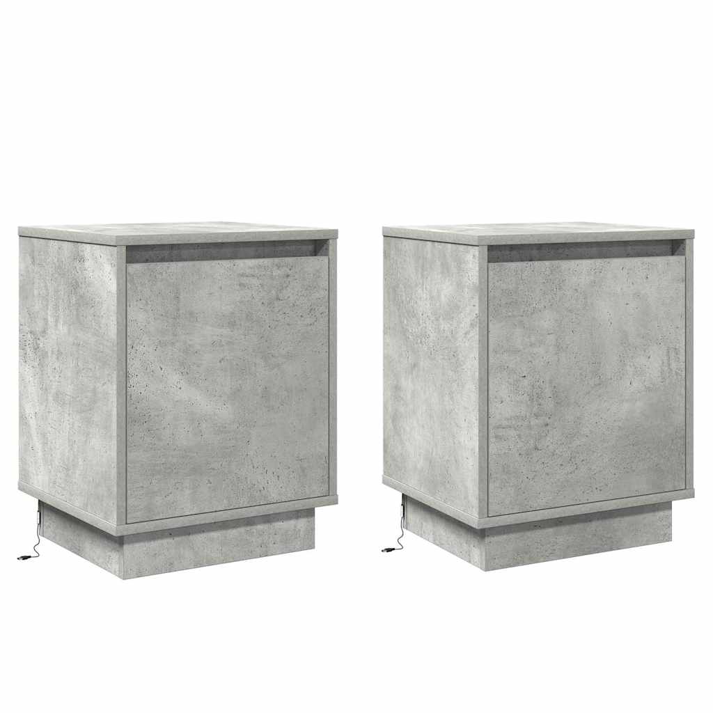 Nattbordskap 2 pcs Betonggrå 39 x 34.5 x 50 cm Konstruert tre