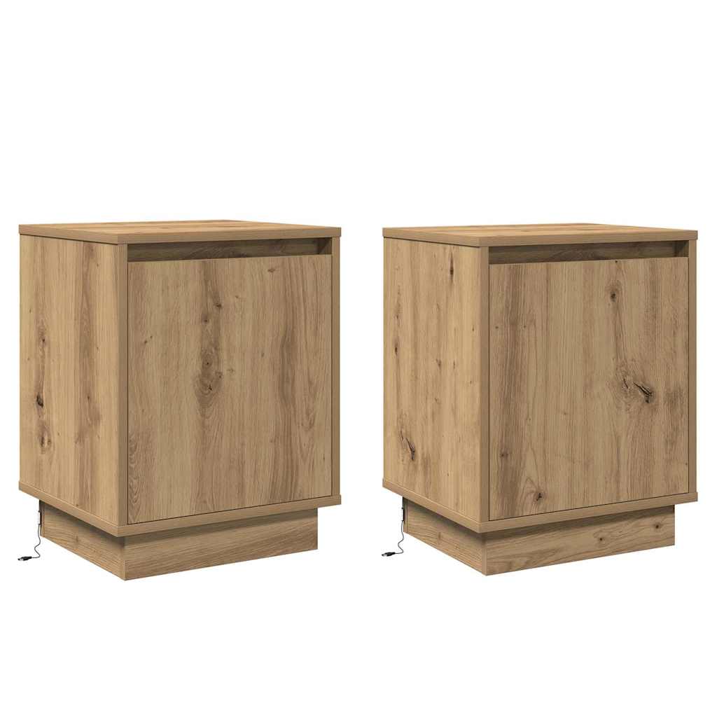 Nattbordskap 2 pcs artisan eik 39 x 34.5 x 50 cm Konstruert tre