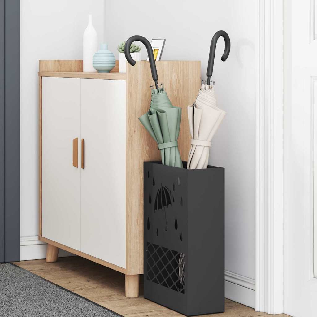 Parasollstativ med lagring Svart 28 x 12 x 41 cm Stål