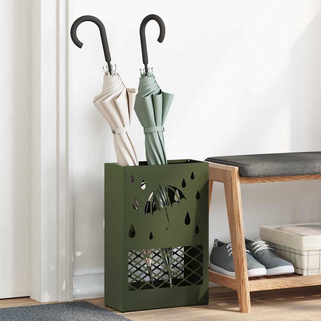 Olivengrønn parasollstativ, 28x12x41 cm, stål