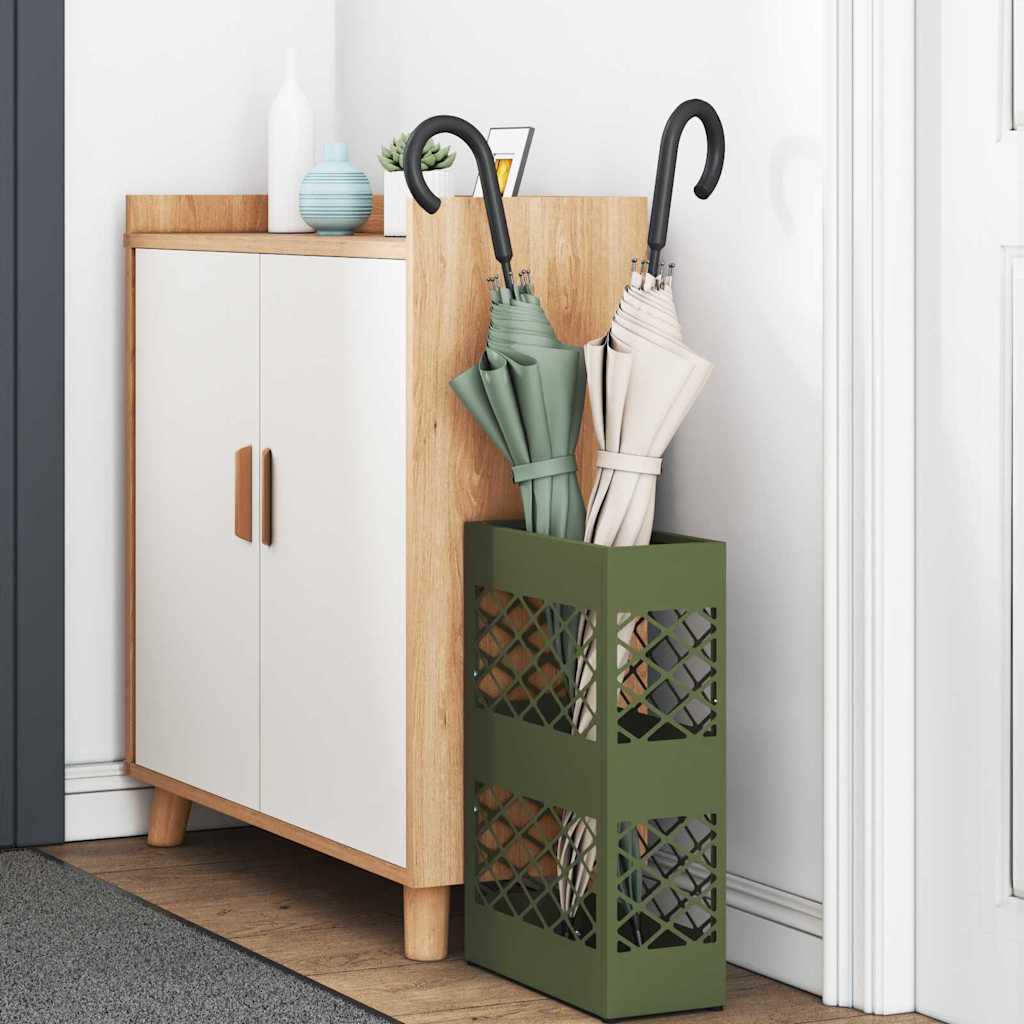 Parasollstativ med lagring Olivengrønn 28 x 12 x 41 cm Stål