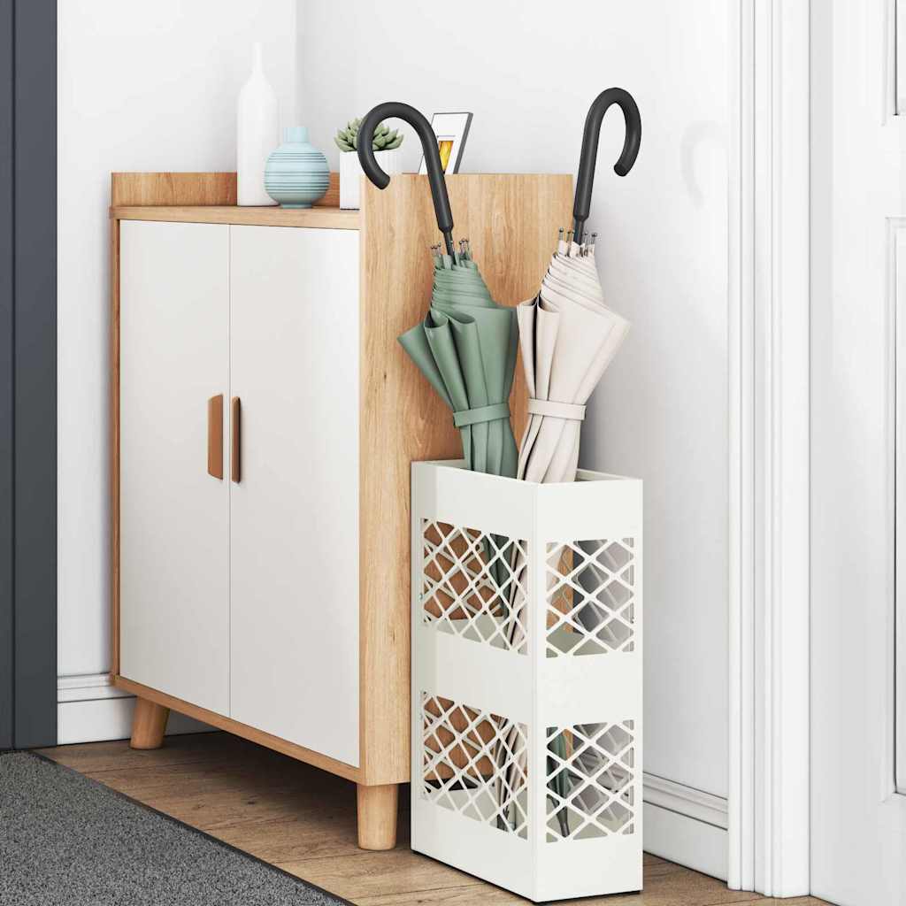 Parasollstativ med lagring Hvit 28 x 12 x 41 cm Metall