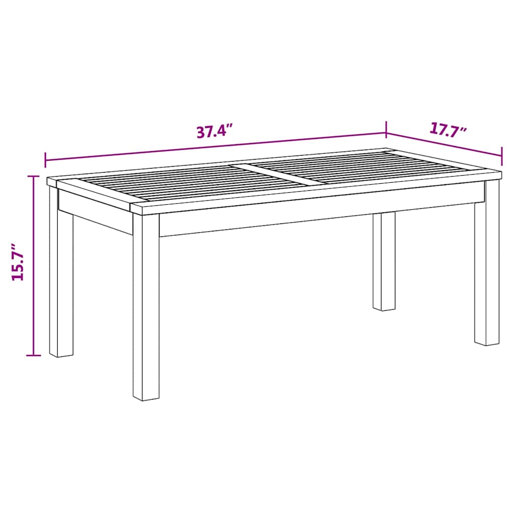 Hagebord Naturlig 95 x 45 x 40 cm Heltre teak