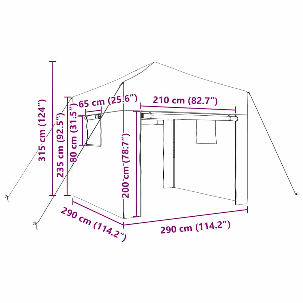 Drivhus med tak grønn 290 x 290 x 315 cm Stål