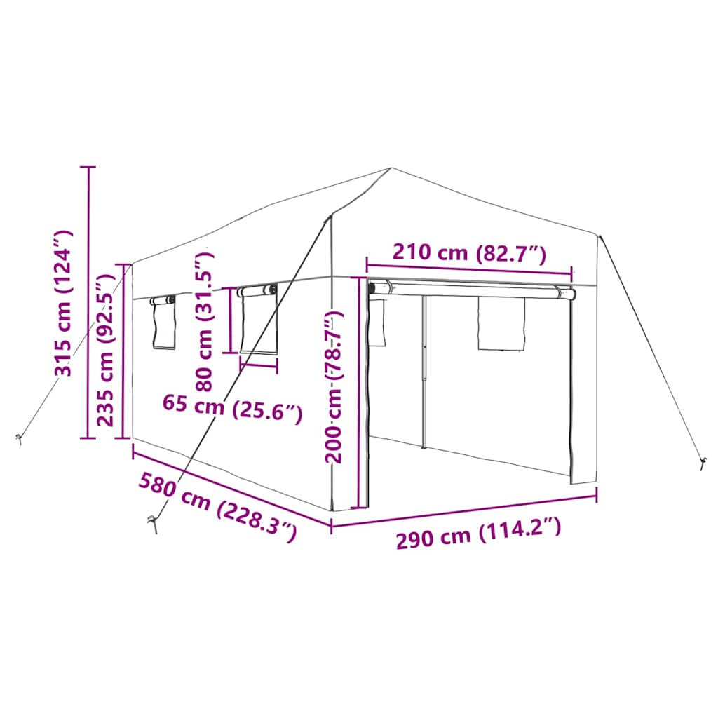 Drivhus med tak grønn 290 x 580 x 315 cm Stål