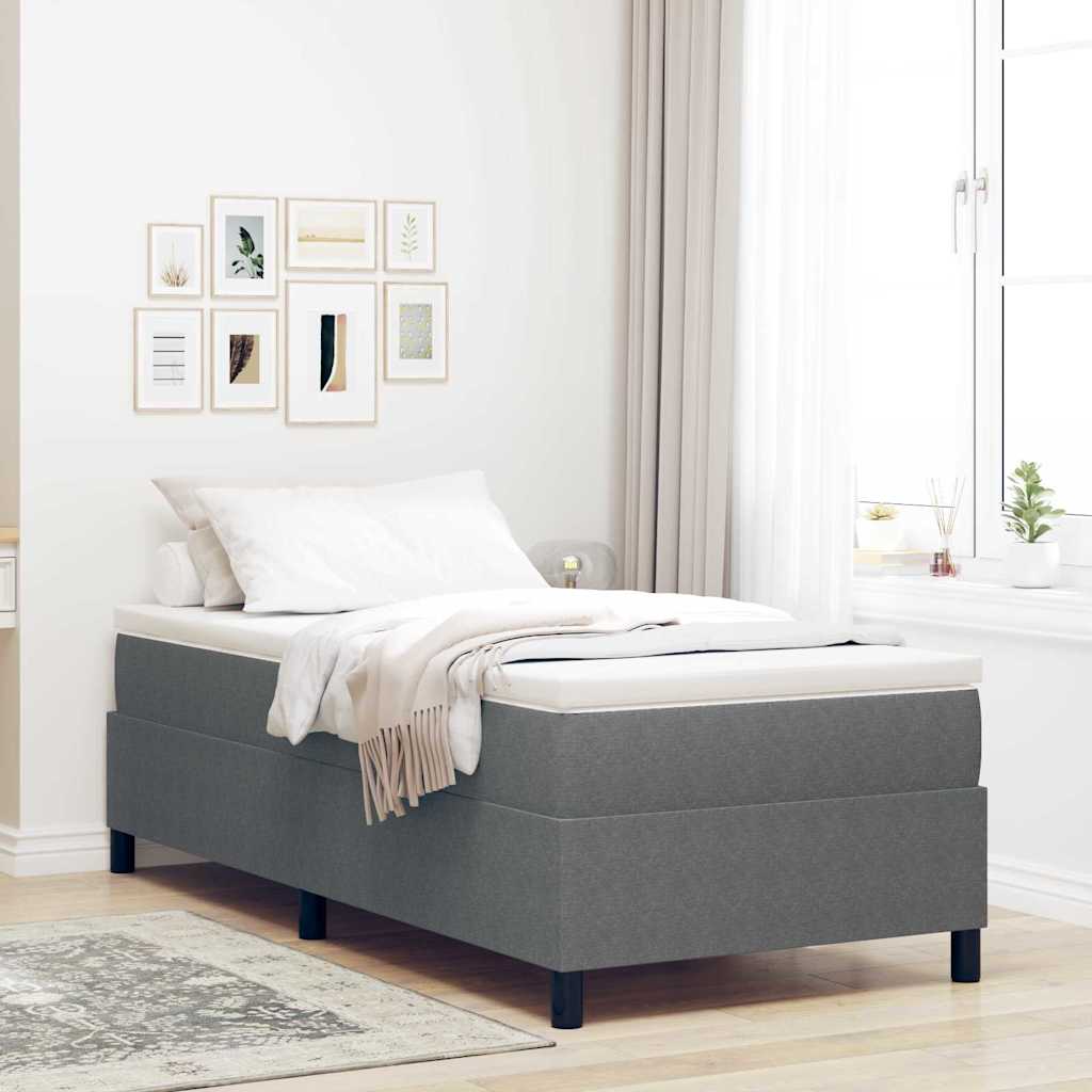 Box Spring Seng Lys Grå Enkelt Cordfløyel