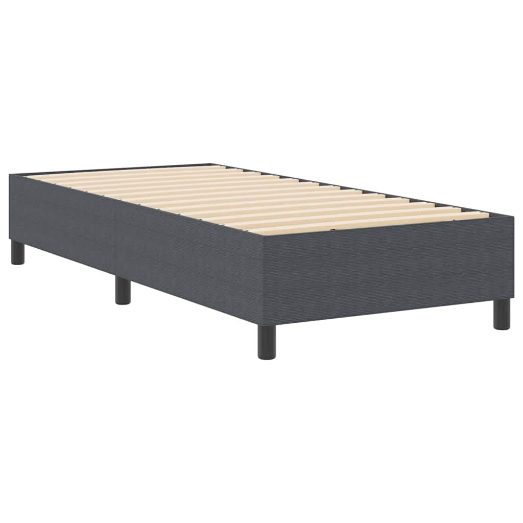 Box Spring Seng Mørk Grå Enkelt Corduroy Stoff