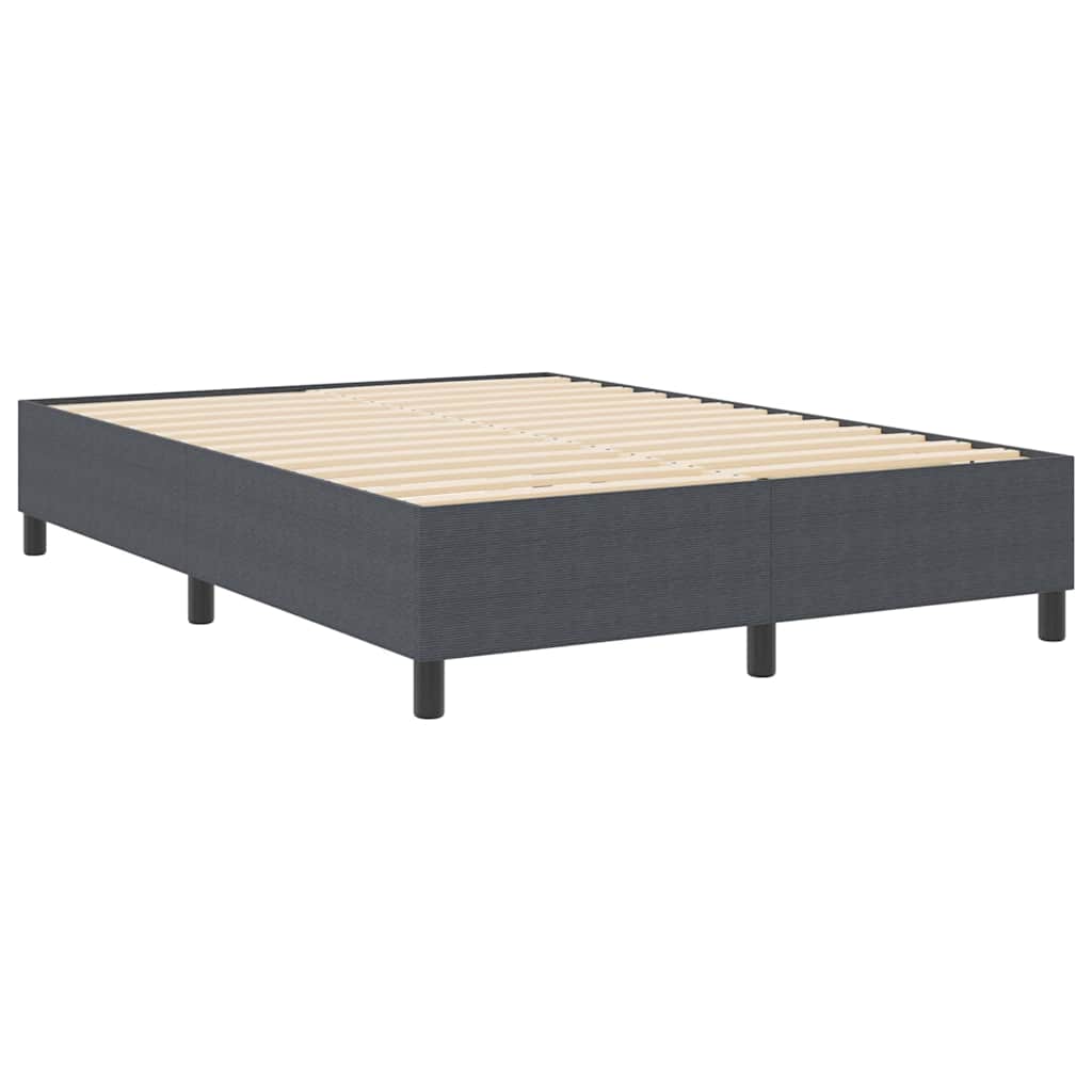 Box Spring Seng Mørk Grå 140x200 cm Corduroy Stoff