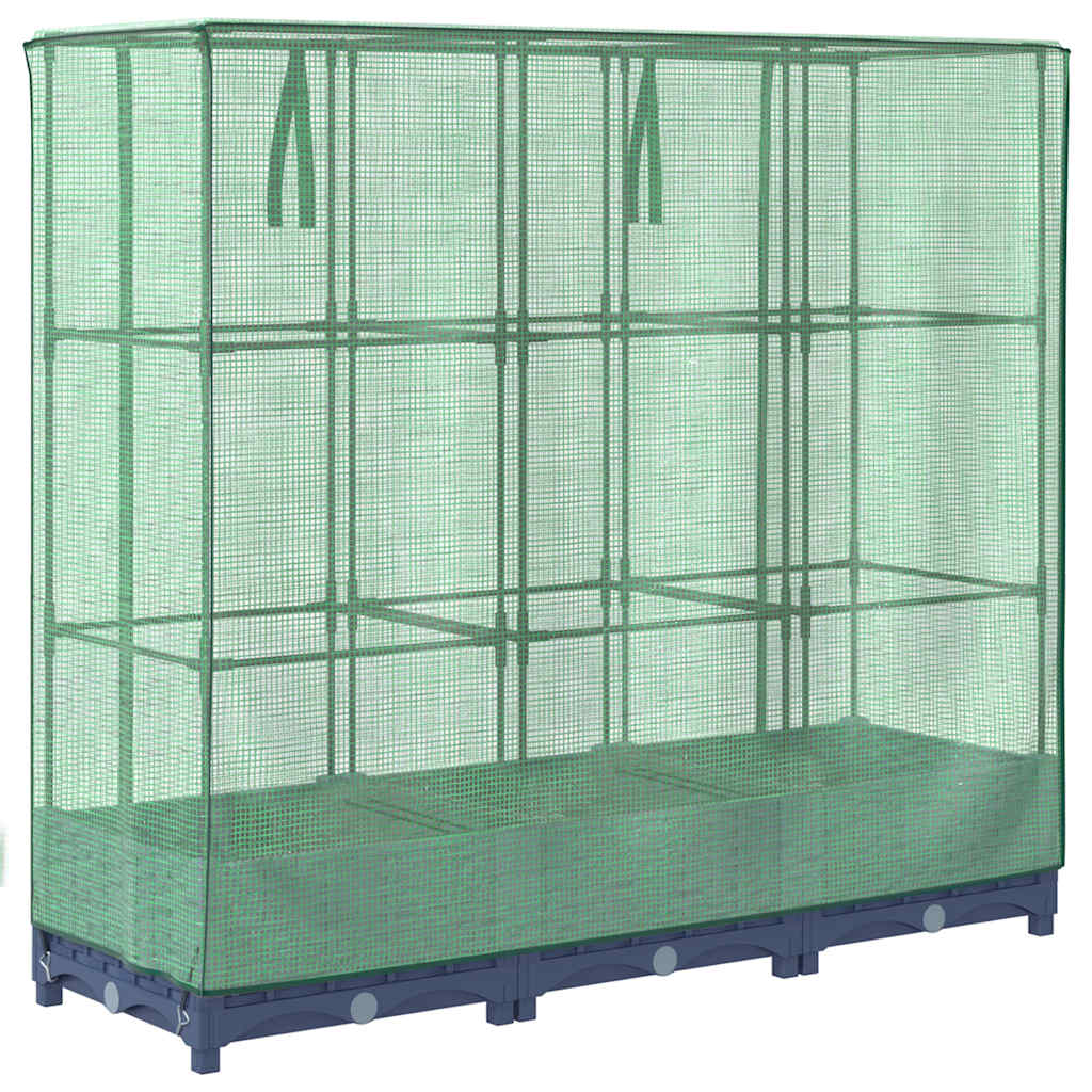 Høybed med drivhustrekk rottinglook 120x40x123 cm