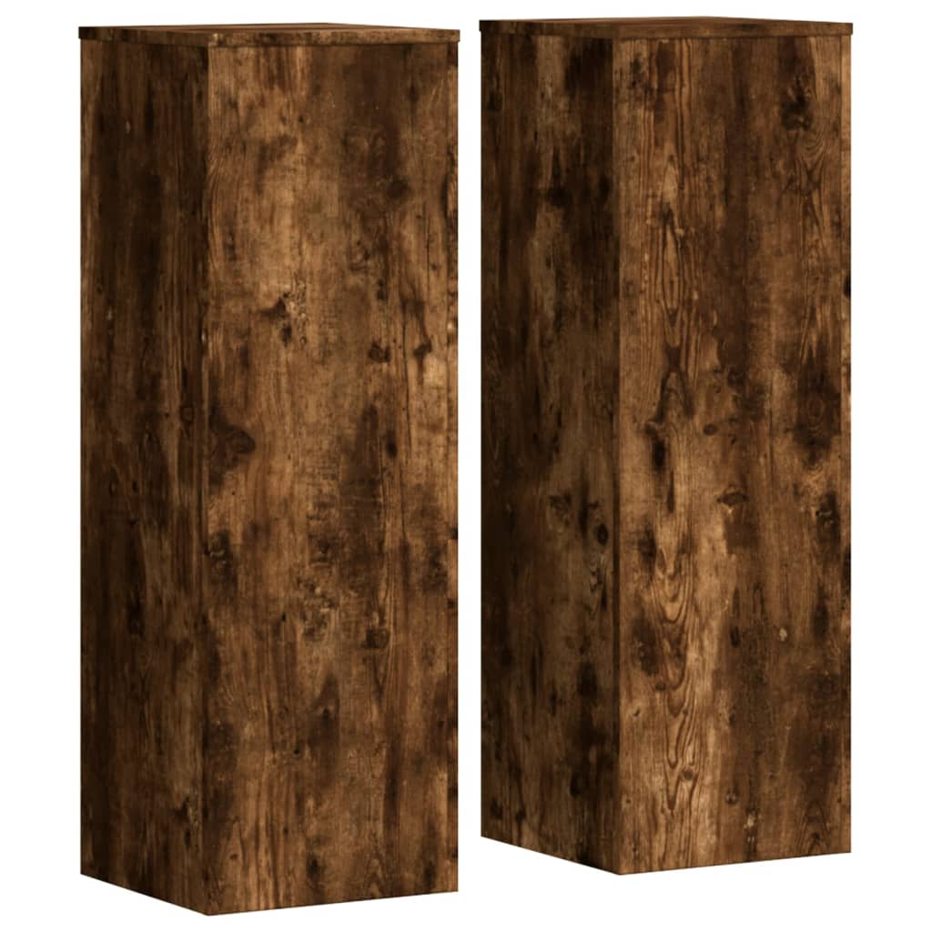 Plantestativer 2 stk røkt eik 33x33x100 cm konstruert tre