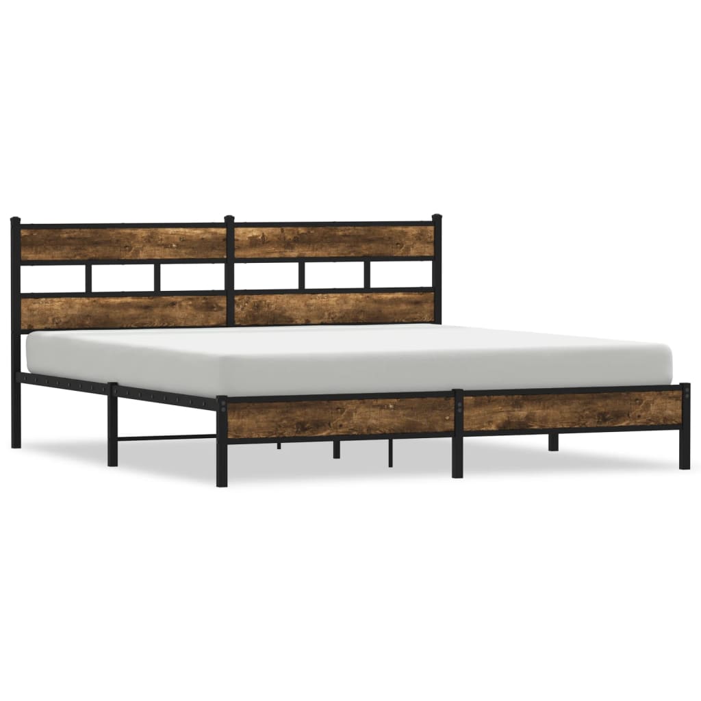 Sengeramme i metall uten madrass røkt eik 180x200 cm