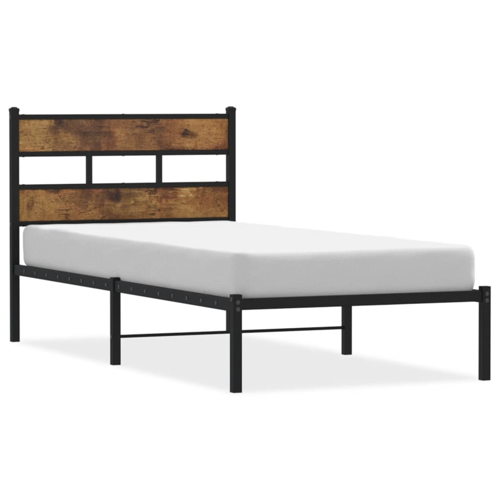 Sengeramme i metall uten madrass røkt eik 100x200 cm