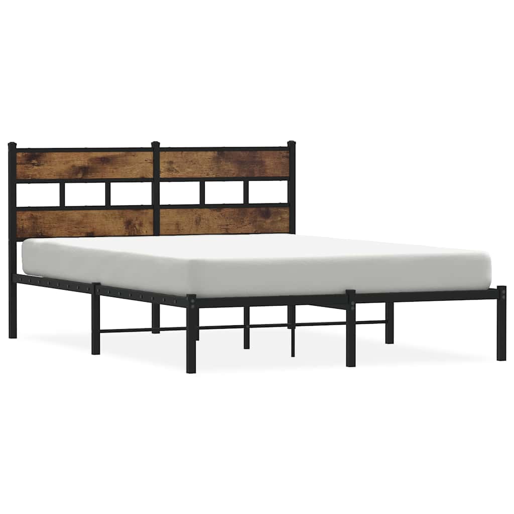 Sengeramme i metall uten madrass røkt eik 135x190 cm