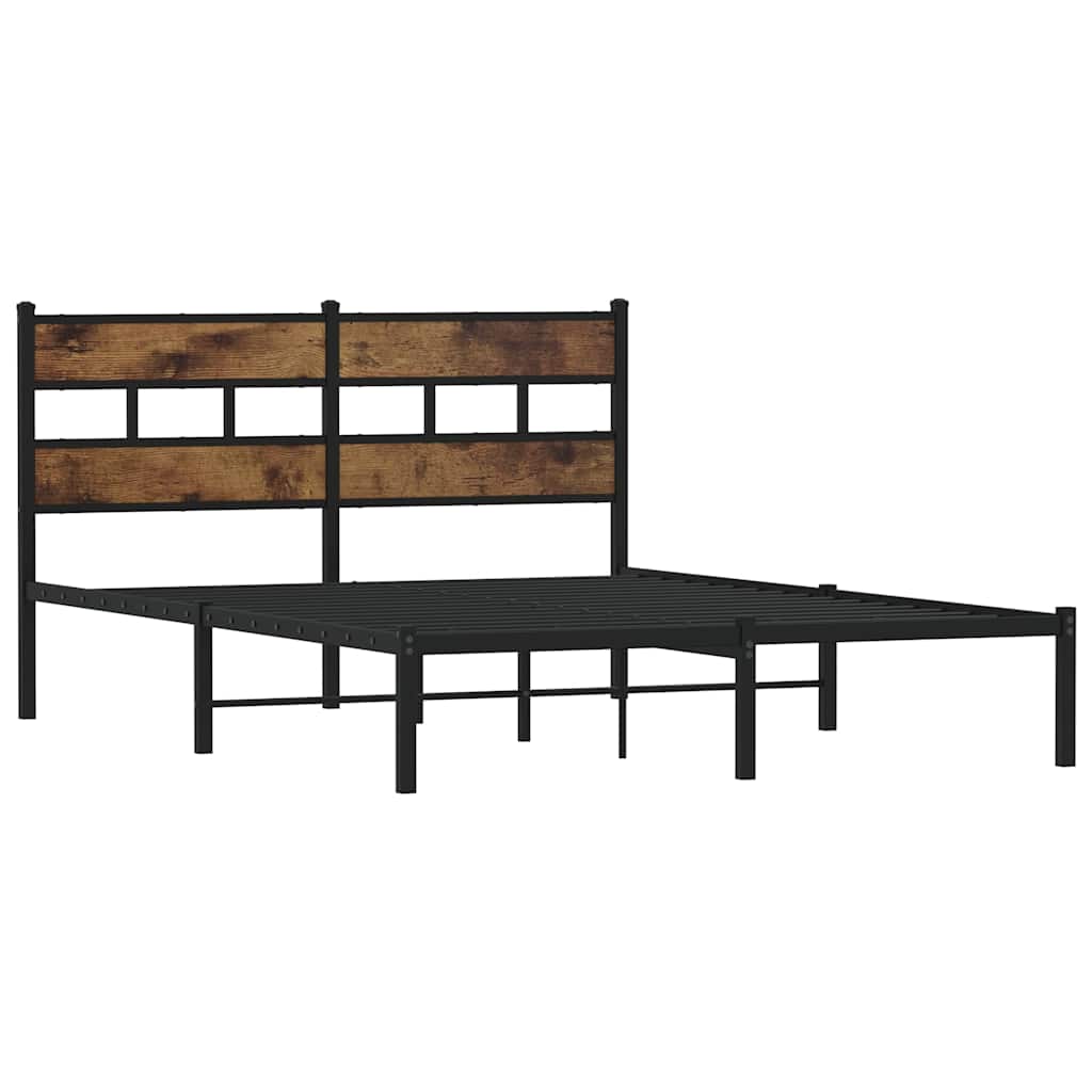 Sengeramme i metall uten madrass røkt eik 135x190 cm