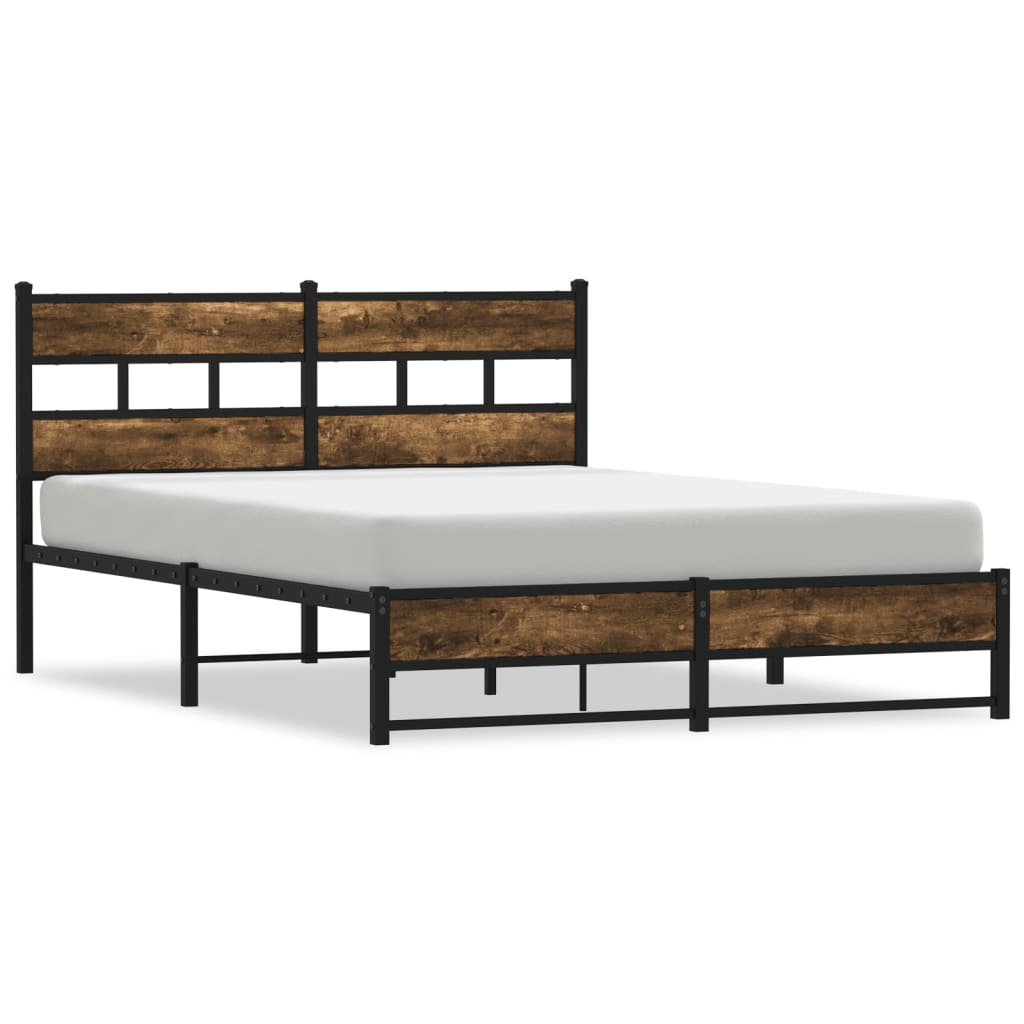 Sengeramme i metall uten madrass røkt eik 150x200 cm