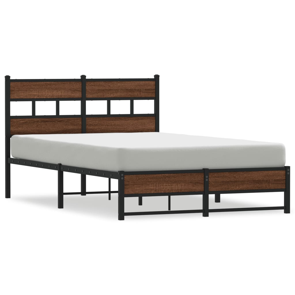 Sengeramme i metall uten madrass brun eik 120x190 cm