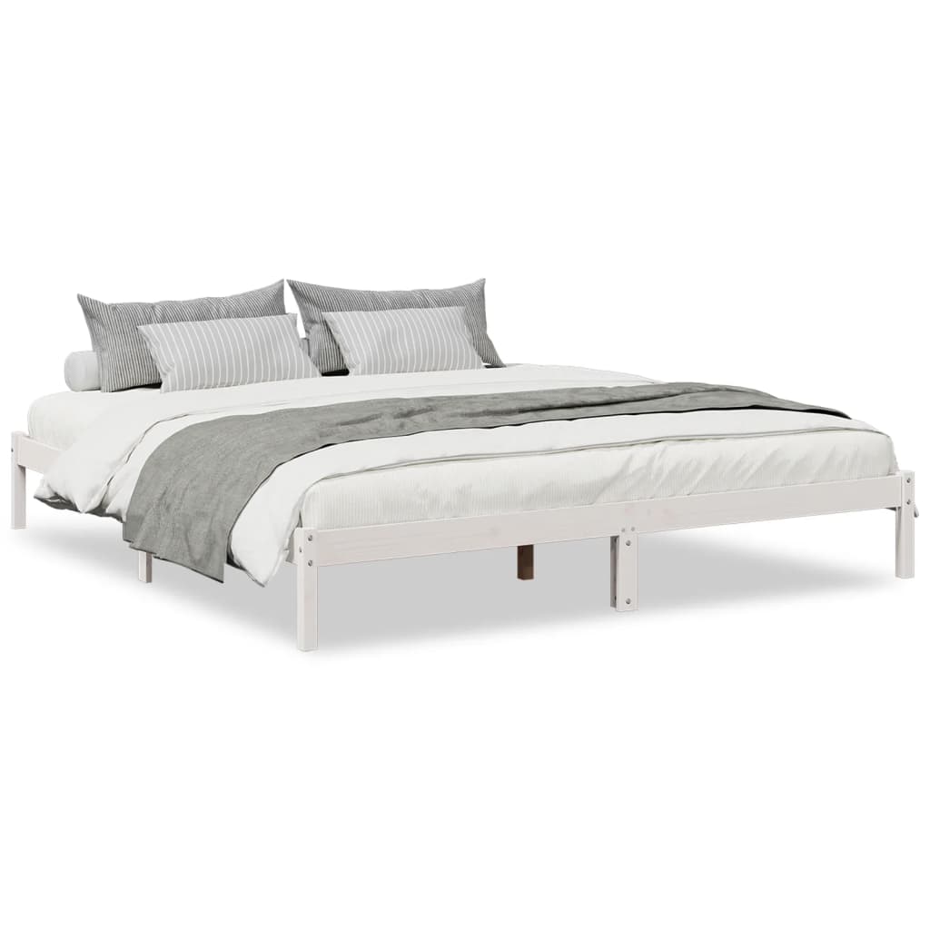 Ekstra lang sengeramme uten madrass hvit 180x220 cm heltre furu