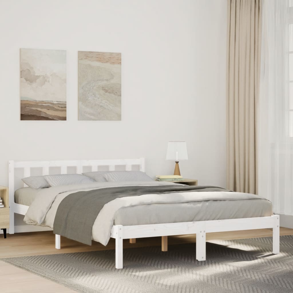 Ekstra lang sengeramme uten madrass hvit 140x210 cm heltre furu