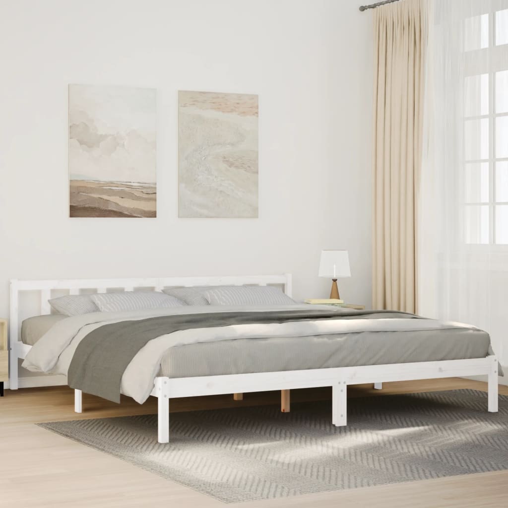 Ekstra lang sengeramme uten madrass hvit 180x220 cm heltre furu