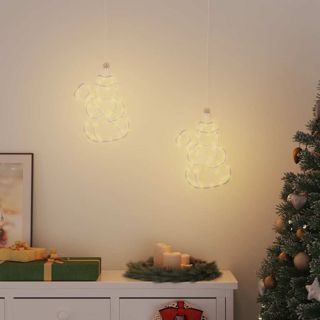 Julelys snømann silhuett 2 stk 35 LEDs varm hvit
