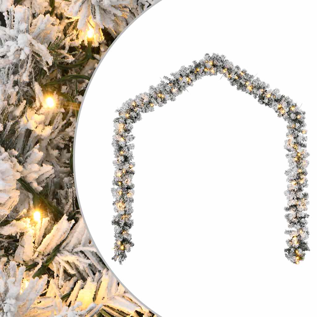 Julekrans med LED-lys grønn 5 m PVC