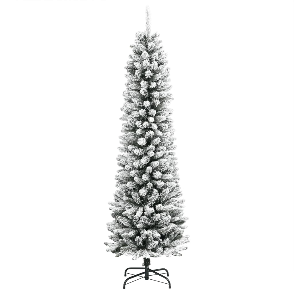 Slankt kunstig juletre med flokket snø 240 cm PVC og PE