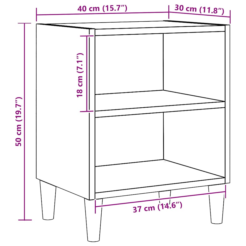 Nattbord artisan eik 40x30x50 cm konstruert tre
