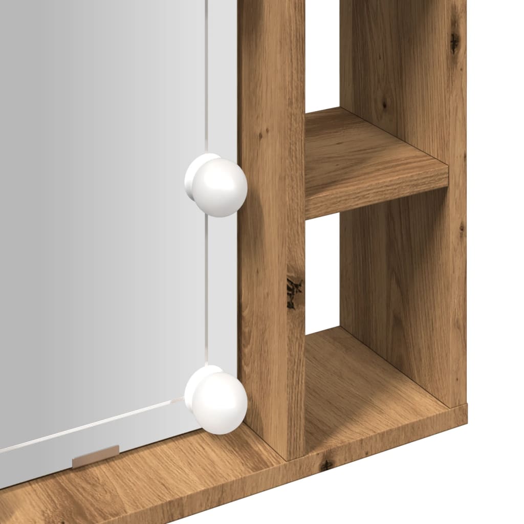 Sminkebord med LED artisan eik 76x15x55 cm konstruert tre