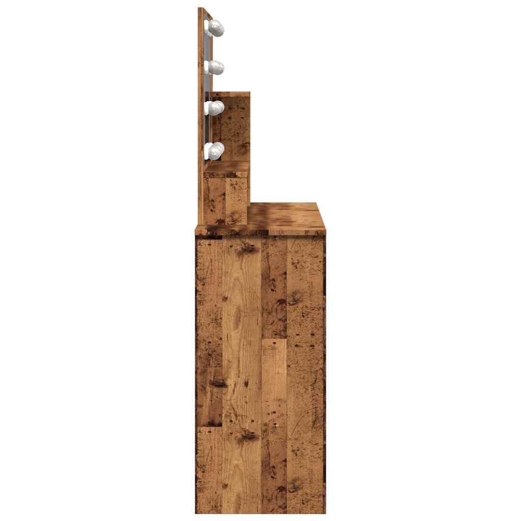 Sminkebord med LED gammelt tre 86,5x35x136 cm