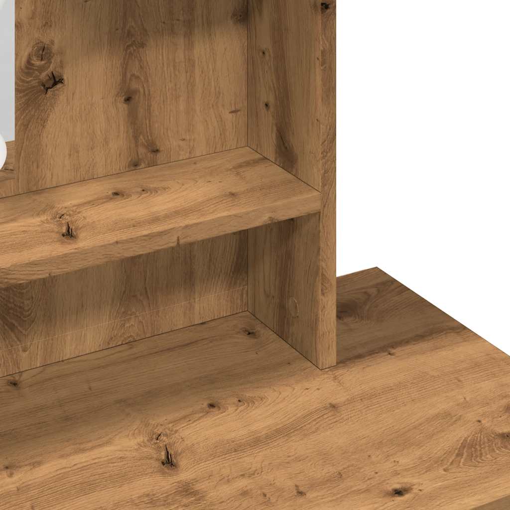 Sminkebord med LED artisan eik 86,5x35x136 cm