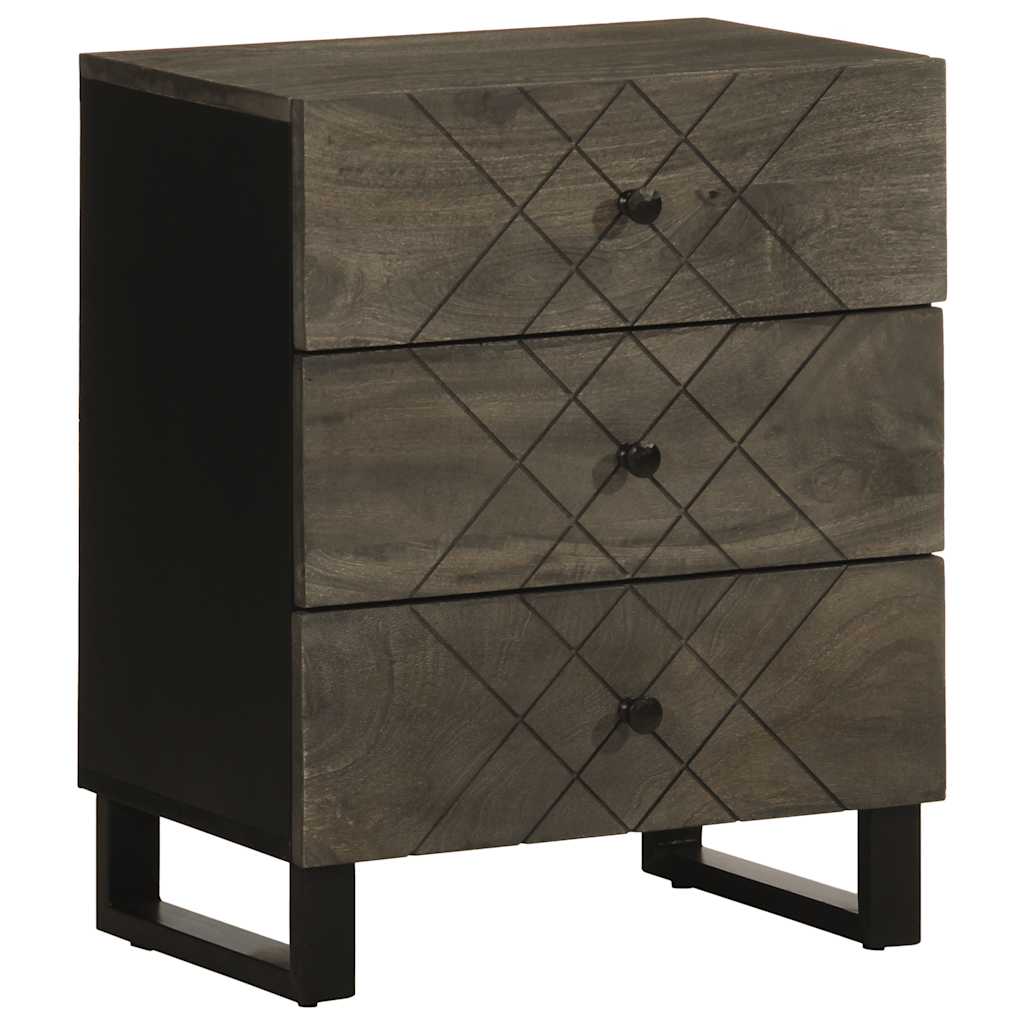 Nattbord svart 50x33x62 cm heltre mango