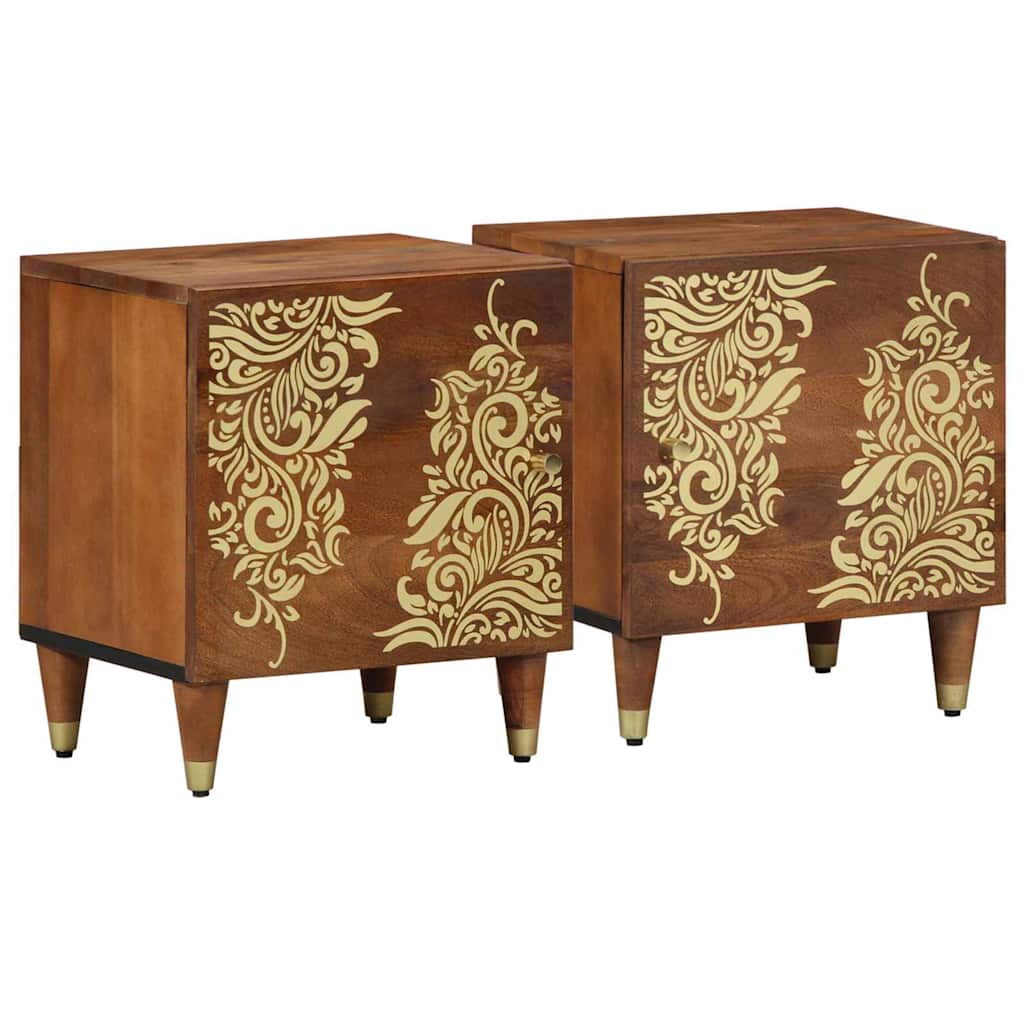 Nattbordskap 2 pcs honningbrun 40 x 33 x 46 cm heltre mango