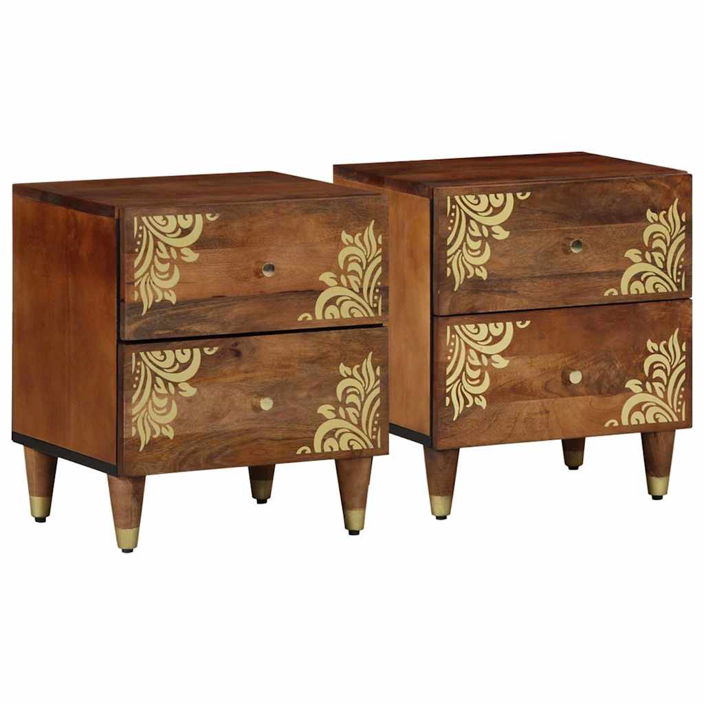Nattbordskap 2 pcs honningbrun 40 x 33 x 46 cm heltre mango