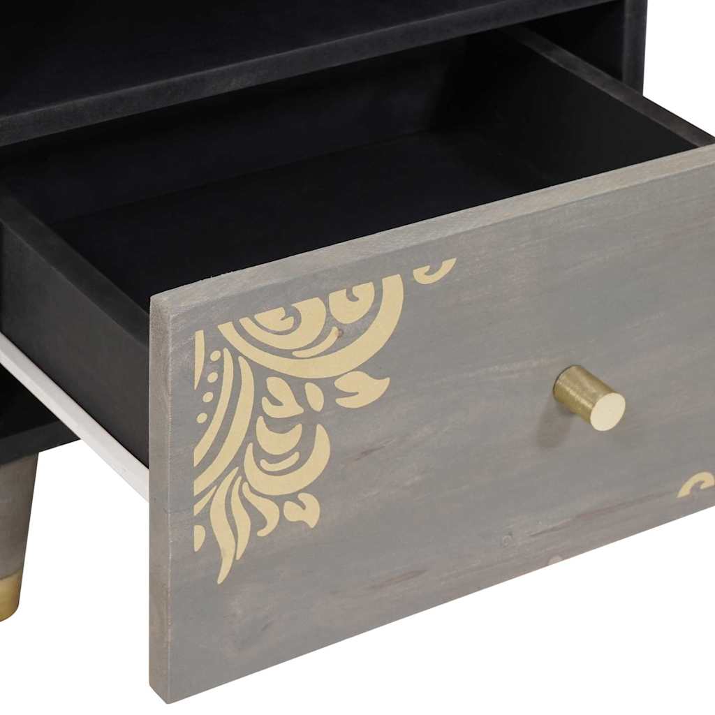 Nattbordskap med skuff 2 pcs Grå 40 x 33 x 46 cm heltre mango