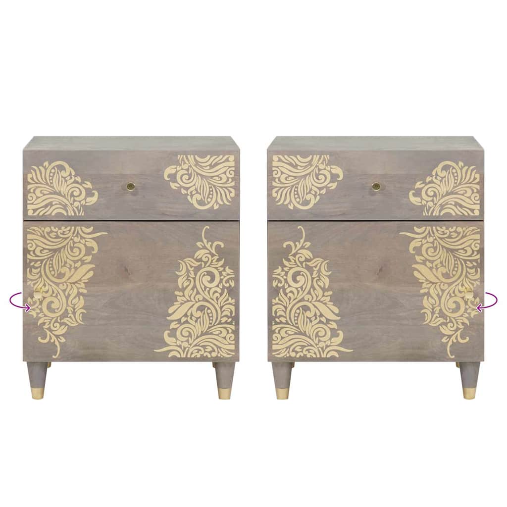 Nattbordskap med skuff Grå 50 x 33 x 60 cm heltre mango