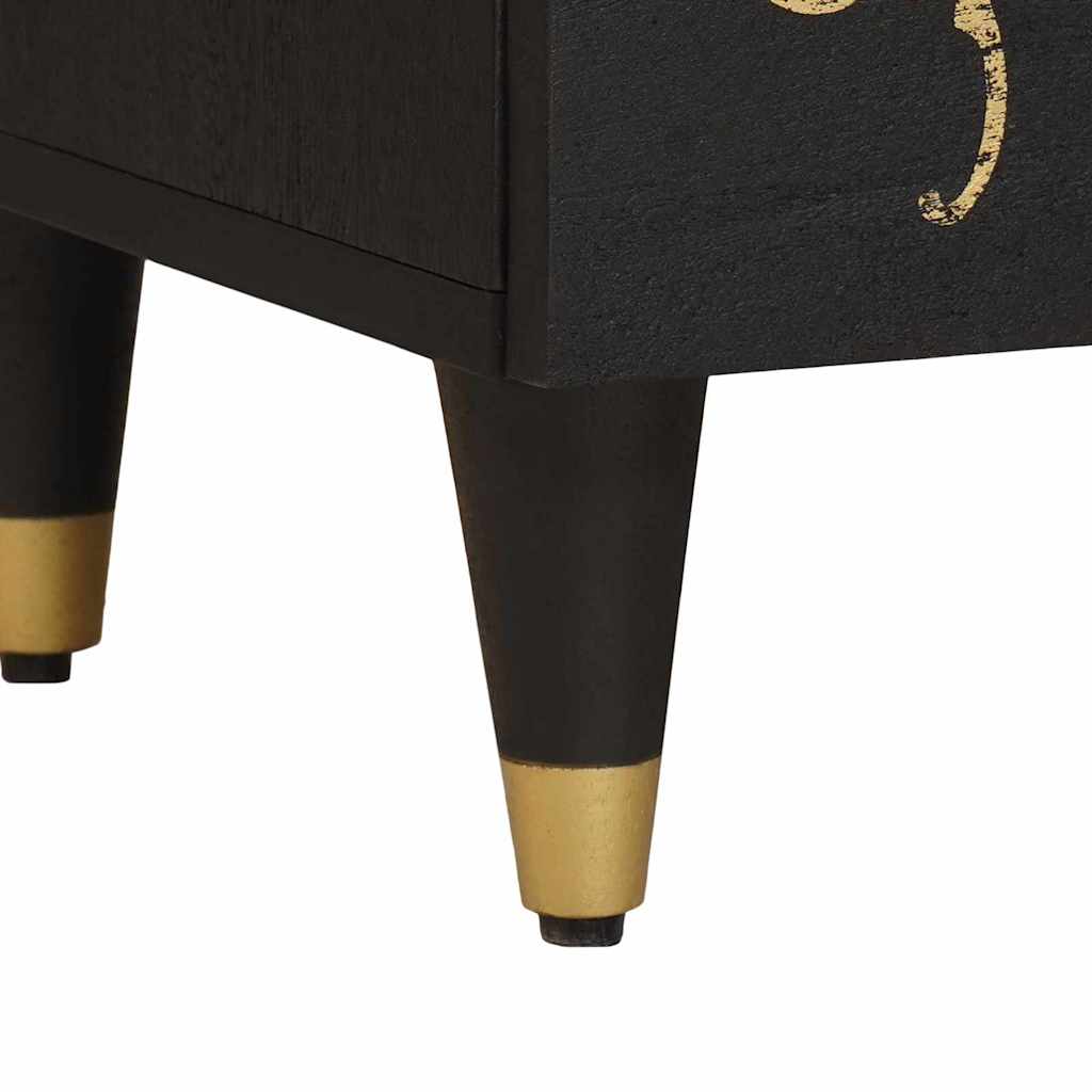 Nattbord med dør Svart 40 x 33 x 46 cm Massiv mango tre