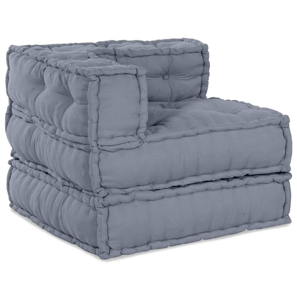 3-seters modulær poufs-sofa konvertibel grå stoff