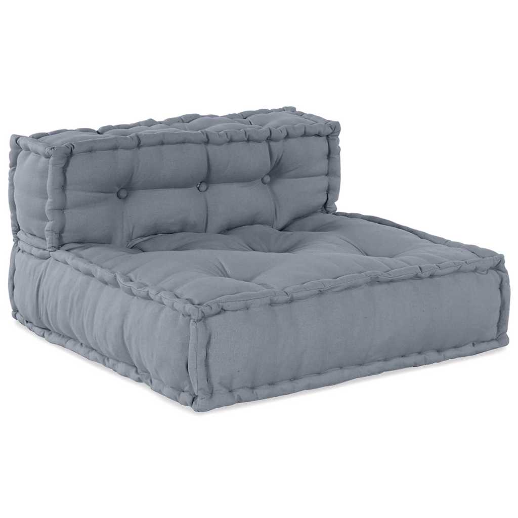 3-seters modulær poufs-sofa konvertibel grå stoff