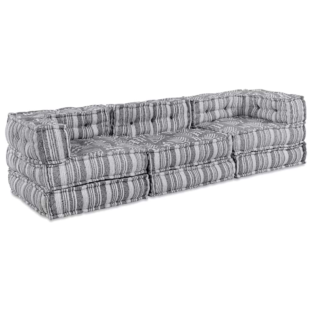 3-seters modulsofa pouffe - lys grått stoff, enkel å gjøre om