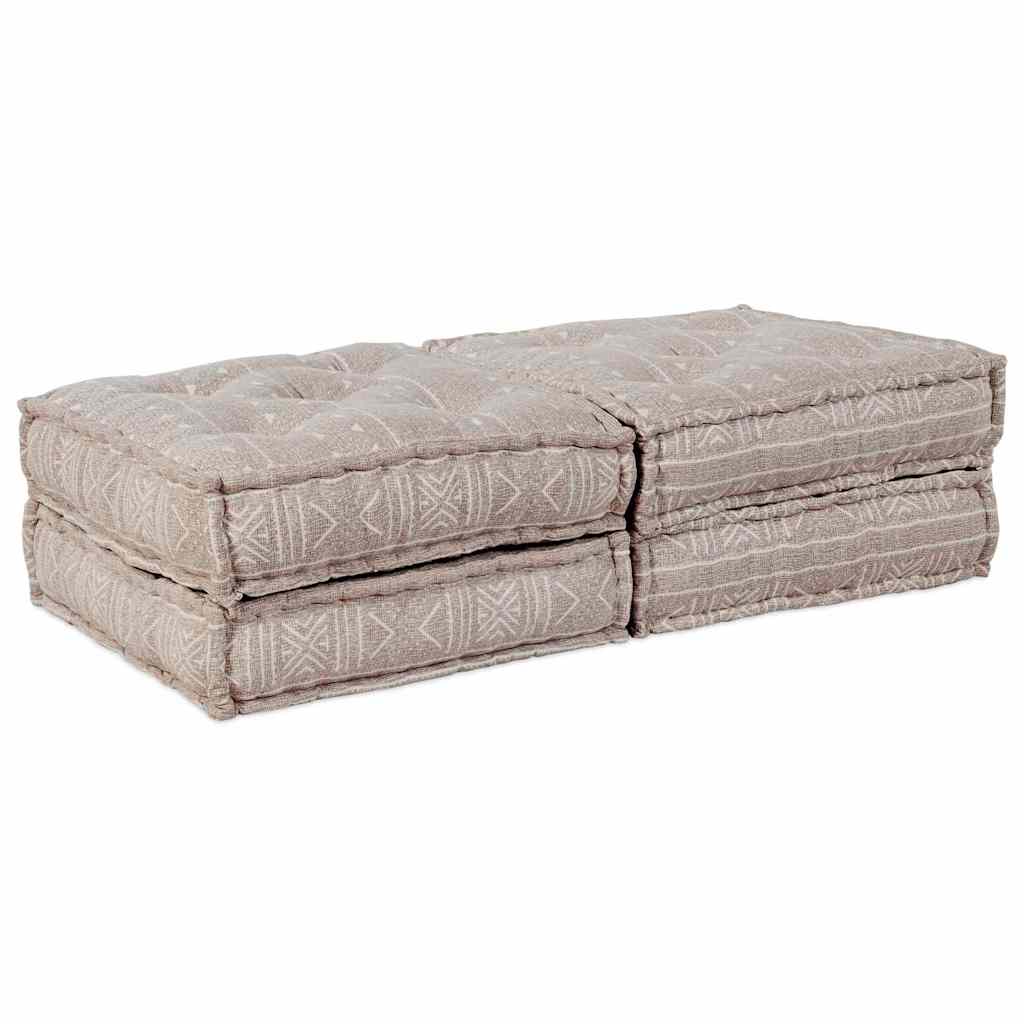2-seters modulær pouffe-sofa konvertibel i lys brun stoff