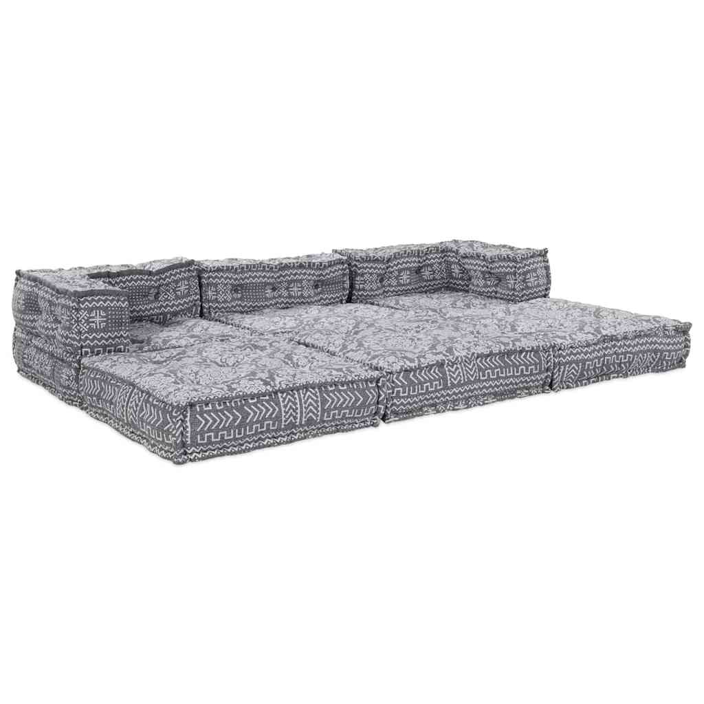 3-seters modulær pouff-sofa som kan bli seng - lys grått stoff
