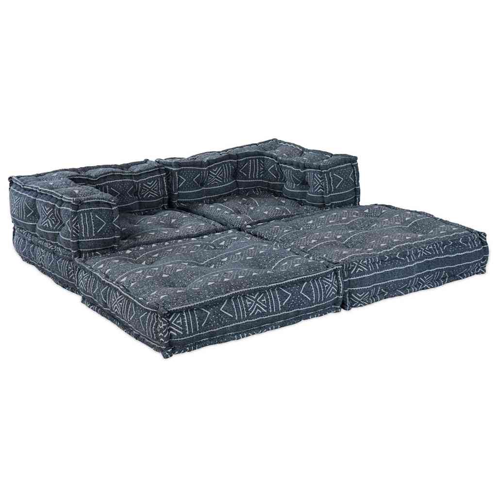 2-seters modulær pouffe-sofa konvertibel i indigo-stoff